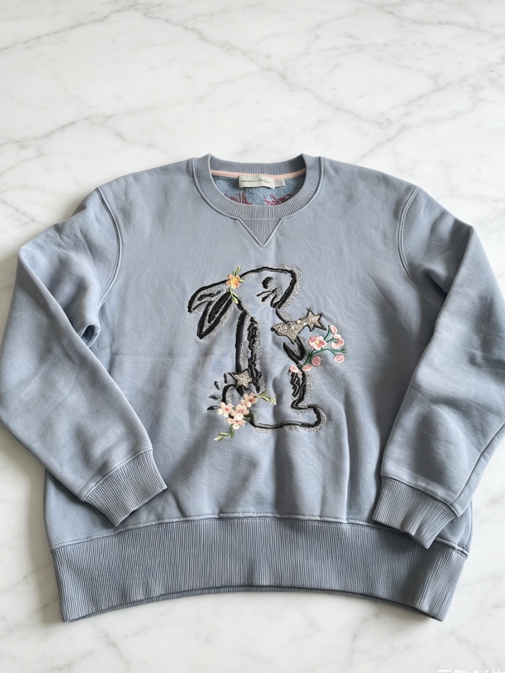 Coach x Selena Gomez Light Blue Embroidered Bunny Crewneck Sweatshirt